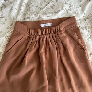 Petite Studio Brown Pleated Wide Leg Pants